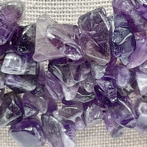 Purple Amethyst Chip Gemstone Collar Necklace, February Birthstone, 19" - Picture 4 of 10